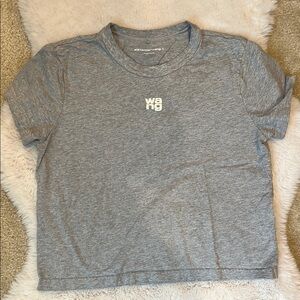 Alexanderwang.t Gray Puff Logo Shrunken T-shirt